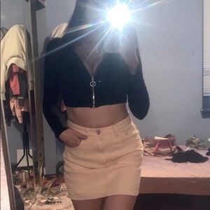 Pastel Pink Denim Mini Skirt